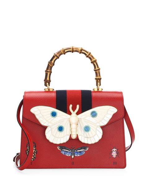 large red gucci bag|red Gucci bag with butterfly.